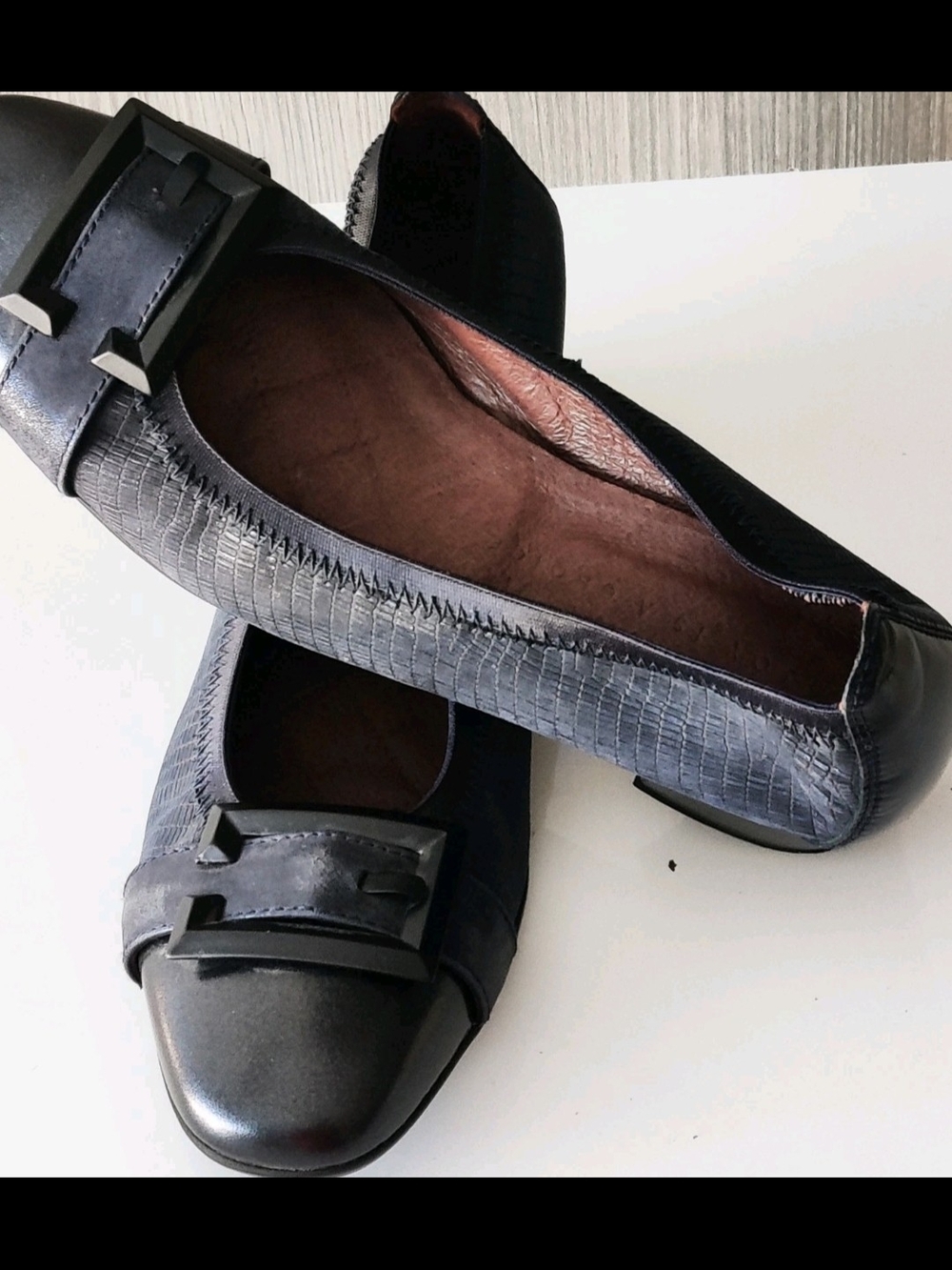 Hispanitas Made In Spain Womens 37/6 Pumps...Blue & Black Leather